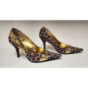 COUP D'ETAT Leopard Print Brown Stiletto Heels Pump Shoes 7M